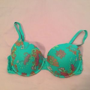 Josie Natori- Teal Paisley Bra 34D